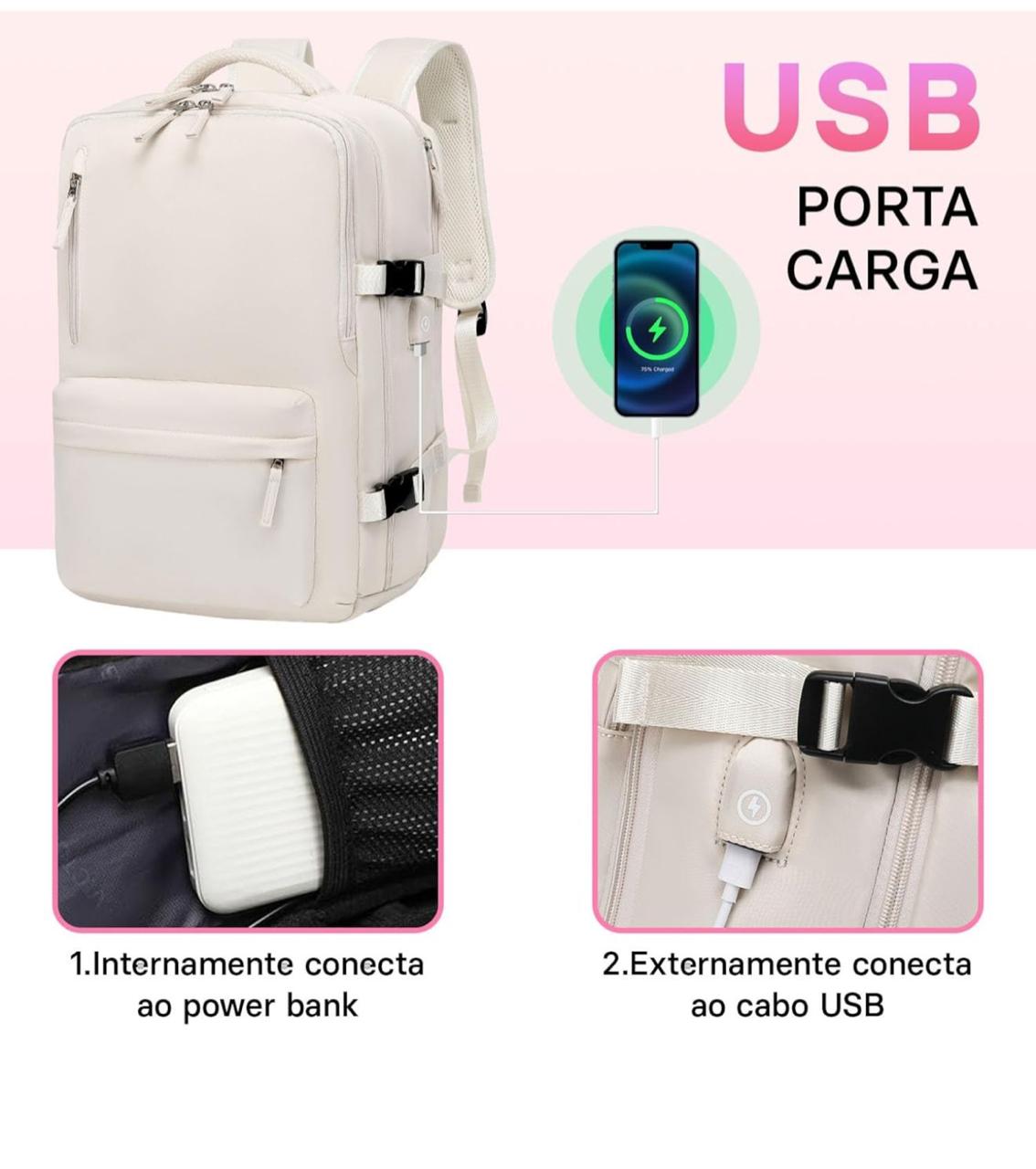 Mochila de Viagem Expansivel Impermeável Reforçada