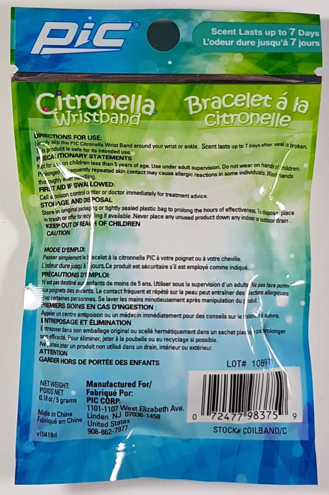 Pulseira de Citronela com Aroma (Citronella Wrist Band Scent)