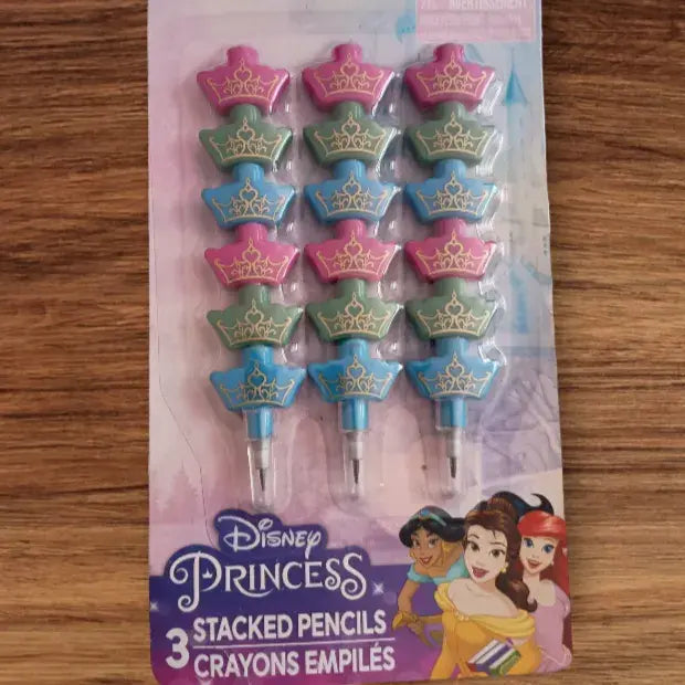 Disney Princess Stacked Pencils - 3 Pack